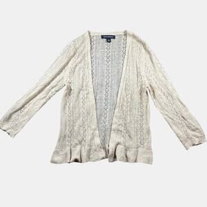 Banana Republic Open Knit Cardigan XS Beige Italian Yarn Lightweight Boho
